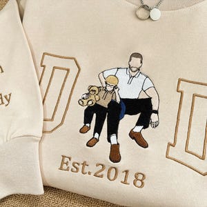 Fathers Day Embroidered Photo Portrait Sweatshirt,Father’s Day Gift for Dad ,Personalized Gift from Photo,Personalized Gifts For Dad