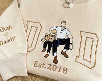 Felpa con foto ricamata per la festa del papà, regalo per la festa del papà per papà, regalo personalizzato con foto, regali personalizzati per papà
