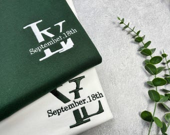Custom Embroidery Couple Initials Sweatshirt, Personalized Gift