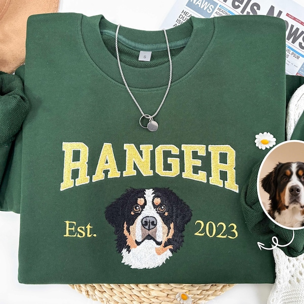 Moletom com Capuz Bordado Personalizado para Cães: Moletom com Retrato Personalizado do Seu Animal de Estimação