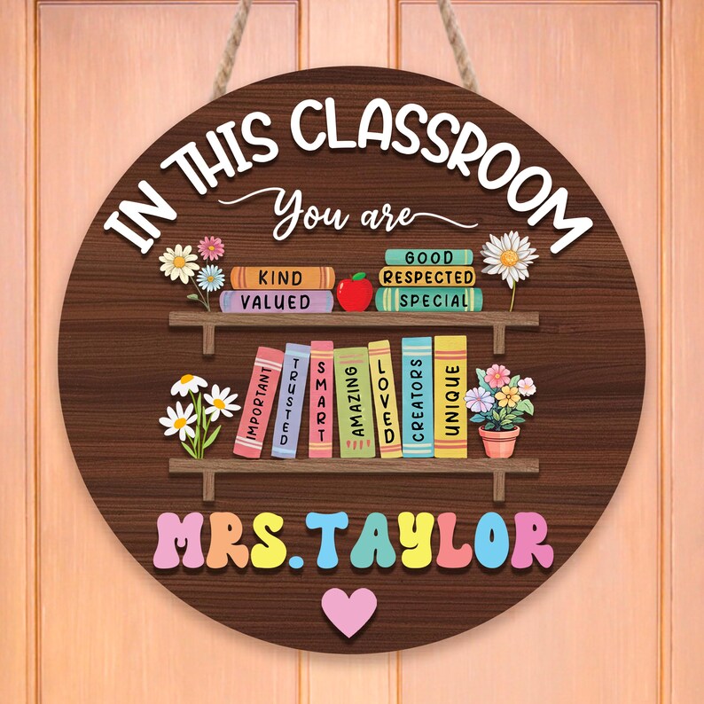 Custom Teacher Classroom Door Sign: 3D Wooden Name Plaque - Etsy