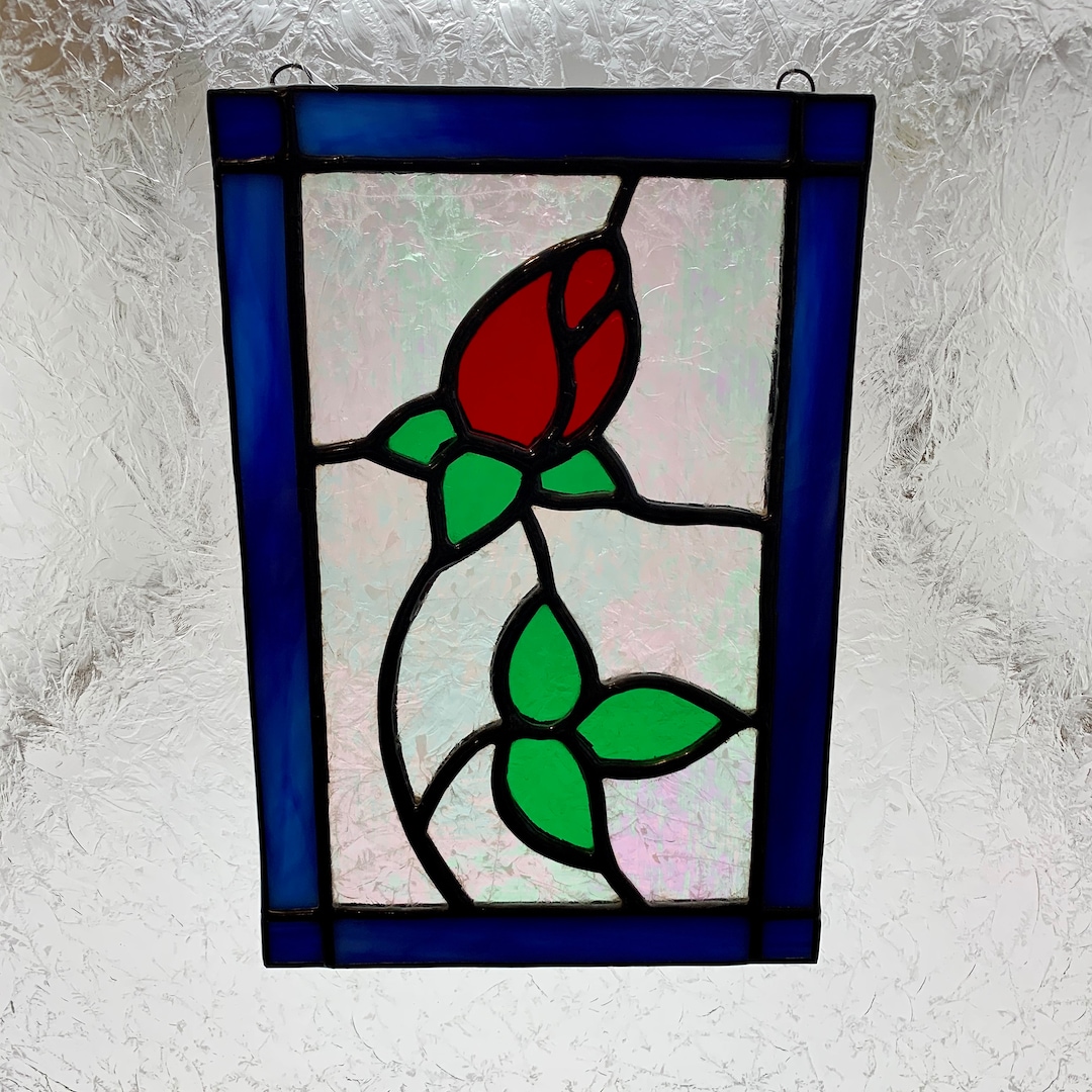 Stained Glass Rose Panel Suncatcher Etsy
