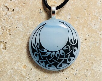 Light Blue/White Fused Glass Pendant