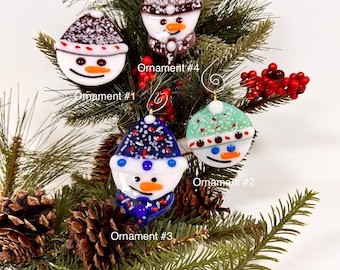 Christmas Snowman Ornaments-Fused Glass