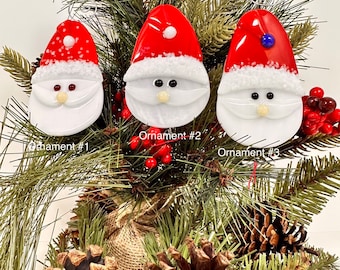 Christmas Santa Ornaments-Fused Glass