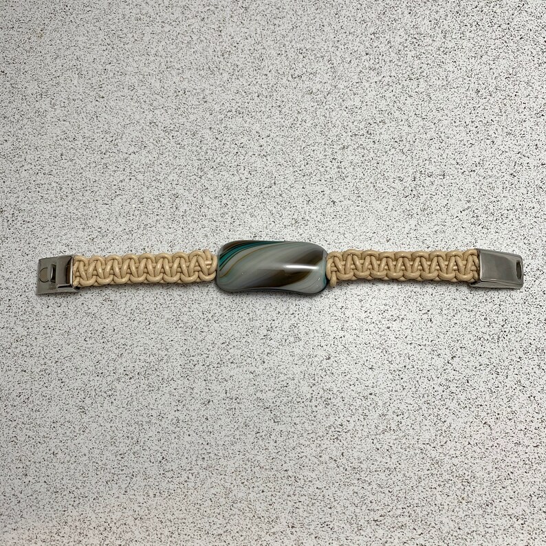 Fused Glass Braided Leather Bracelet