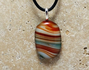 Swirling Multi Colored Fused Glass Pendant