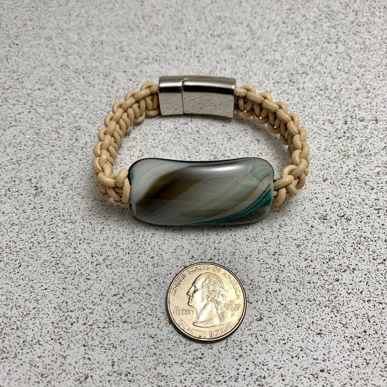 Fused Glass Braided Leather Bracelet