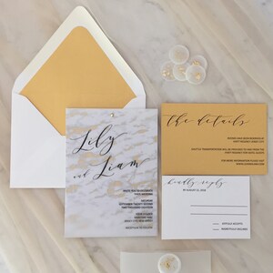 Gold Marble Vellum Wedding Invitation | Modern Vellum Invite | Vellum Overlay, Card Backing | Vellum Wedding Invitation | Custom Invite