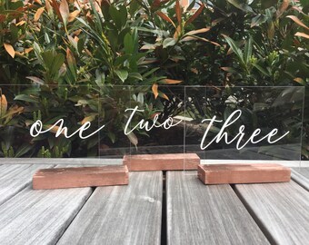 Acryl Tischzahlen | Hochzeit Tischnummer | Hochzeit Tisch Dekor | Klare Tischnummern | Acryl Tischschild
