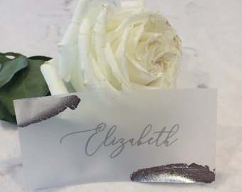 Vellum Foil Place Cards | Silver Wedding Place Cards | Vellum Escort Cards | Silver Foil Place Cards | Modern Place Cards | Foil Escort Card