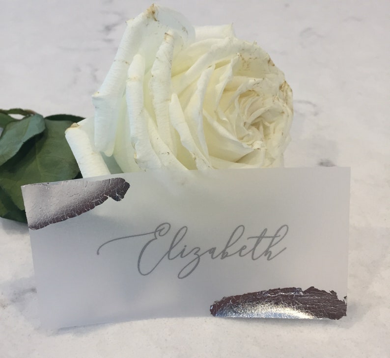 Vellum Foil Place Cards Silver Wedding Place Cards Vellum Etsy