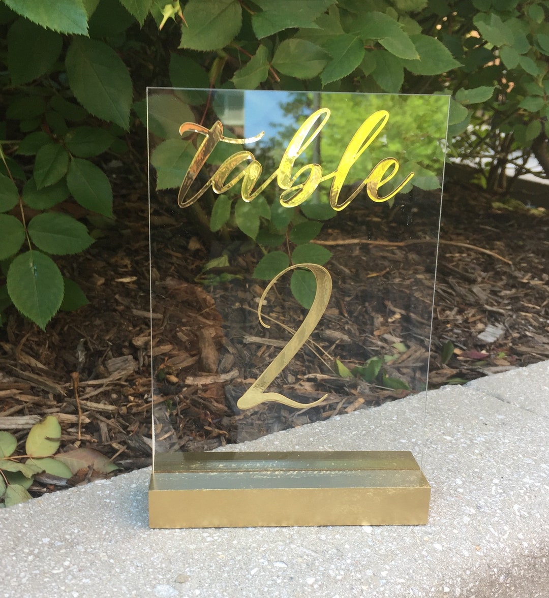 Wedding Table Numbers | Gold Table Numbers | Acrylic | Gold Vinyl ...