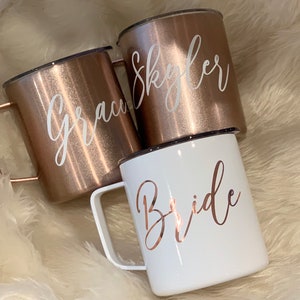 Bridesmaid Campfire Mug | Bridal Party Mug | Personalized Bridesmaid Mug | Bridesmaid Gift | Bridal Party Coffee Cup | Rose Gold Mug