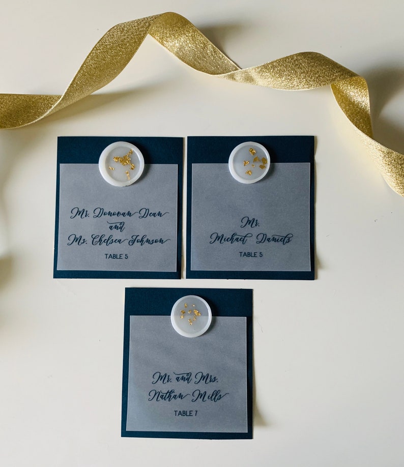 Vellum & Wax Seal Place Cards Vellum Place Cards Wedding Escort Cards Wedding Name Cards Modern Place Cards Wax Seal Place Cards image 3