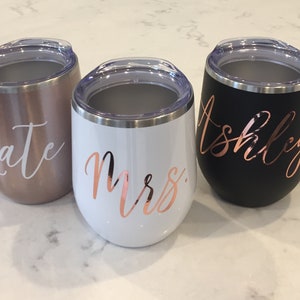 Bridesmaid Wine Tumblers Bridesmaid Gift Bridesmaid Proposal Gift Custom Stainless Steel Wine Tumbler Bridal Party Gift image 1