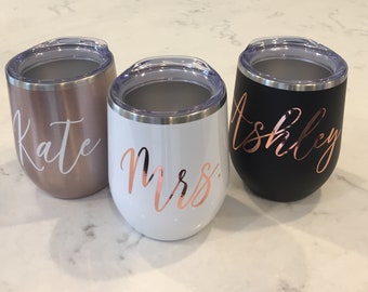 Bridesmaid Wine Tumblers | Bridesmaid Gift | Bridesmaid Proposal Gift | Custom Stainless Steel Wine Tumbler | Bridal Party Gift