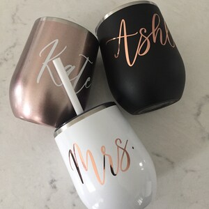 Bridesmaid Wine Tumblers Bridesmaid Gift Bridesmaid Proposal Gift Custom Stainless Steel Wine Tumbler Bridal Party Gift image 2