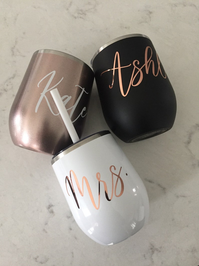 Bridesmaid Wine Tumblers Bridesmaid Gift Bridesmaid Proposal Gift Custom Stainless Steel Wine Tumbler Bridal Party Gift image 2