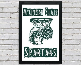 Póster de baloncesto de los Spartans de Michigan State: Impresión artística de edición limitada