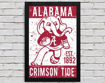Limited Edition Alabama Crimson Tide Big Al Mascot Poster Art Print - Gifts for Bama Fans - 13x19&quot;