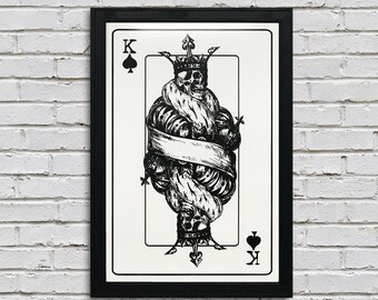 Limited Edition King of Spades Poster - Texas Hold Em - Gifts for Gamblers - 13x19"