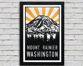 Limited Edition Mt Rainier - Washington State - WA - Cascade Mountains - Art Print / Poster - 13x19"