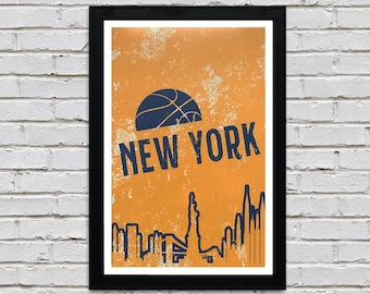Limited Edition New York Knicks - Vintage Pro Basketball Art - Print / Poster - 13x19"