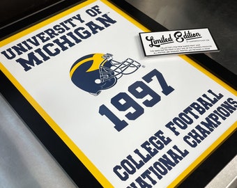 Limited Edition 1997 College Football National Champions Michigan Wolverines Poster - Gifts for Michigan Fans - 13x19"