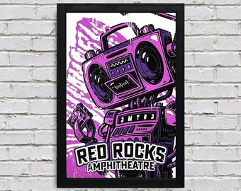 Limited Edition Red Rocks Music Poster - Boombox Robot Artist Series featuring John Van Horn - Purple Haze - 13x19"