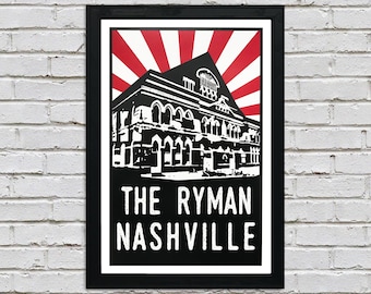 Limited Edition Ryman Auditorium Poster - Nashville Tennessee - Music - Art Print - Red Starburst - 13x19"