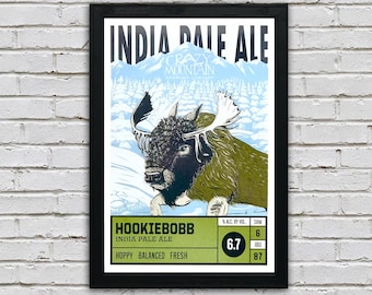 Limited Edition Craft Beer Poster - Crazy Mountain Hookiebobb IPA - Beer Posters - 13x19"