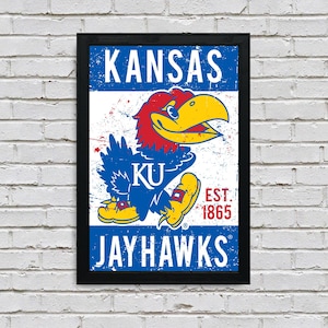 Limited Edition Kansas Jayhawks Mascot Logo Poster Art Print - Gifts for Jayhawks Fans