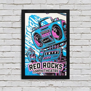 Póster musical de edición limitada - Anfiteatro Red Rocks - Boombox Robot Artist Series - Miami Vice - 13x19"