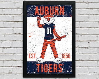 Limited Edition Auburn Tigers Aubie the Tiger Mascot Poster Art Print - 13x19"