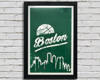 Limited Edition Vintage Boston Celtics Pro Basketball Art Print / Poster - 13x19"