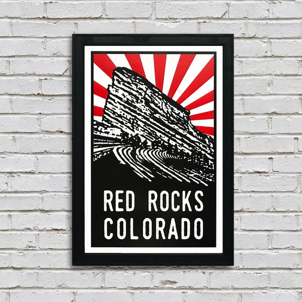 Limited Edition Red Rocks Poster Art with Red Starburst - 13x19"