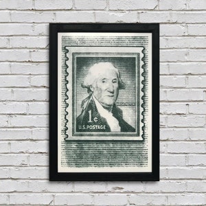 May include: A vintage-style green and white 1 cent US postage stamp featuring a portrait of George Washington with the text "WASHINGTON" and "U.S. POSTAGE".
