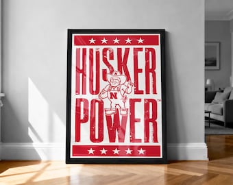 Nebraska Cornhuskers Poster - Husker Power Letterpress Art Print - Officially Licensed