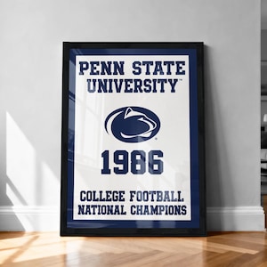 Penn State Nittany Lions Poster - 1986 National Championship Banner - Officially Licensed