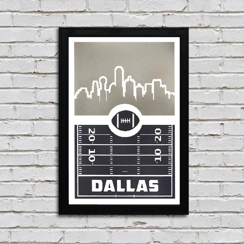 Limited Edition Dallas Cowboys Poster - Retro Video Game Style - Handcrafted Art Print - 13x19" image 1