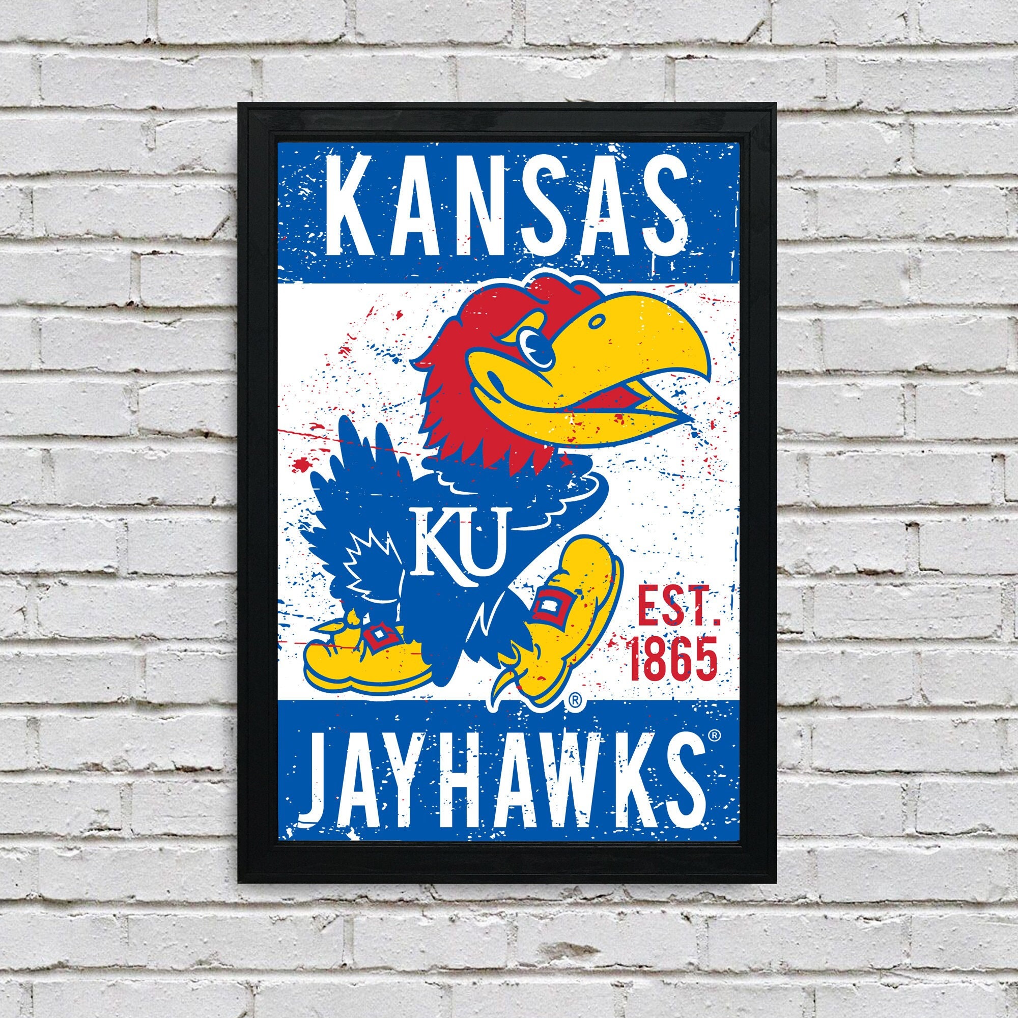 Limited Edition Kansas Jayhawks Mascot Logo Poster Art Print Gifts