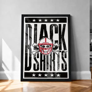 Póster de los Nebraska Cornhuskers - Impresión artística tipográfica de Blackshirts - Licencia oficial