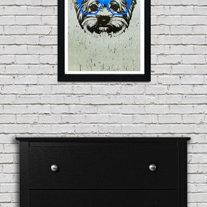 Yorkshire Terrier Art Print: Blue Glasses, Dog Lover Gift (13x19) image 3