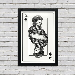 Queen of Spades Art Print: Skull Poker Card for Poker Room