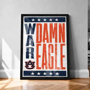 Auburn Tigers War Damn Eagle Poster - Letterpress Print Art