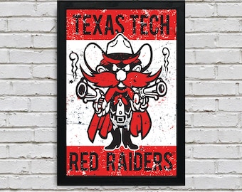 Limited Edition Texas Tech Raider Red Mascot Poster Print Art - 13x19"