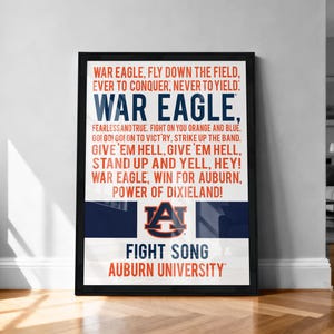 Auburn Tigers Fight Song Poster: War Eagle Art Print (13x19")