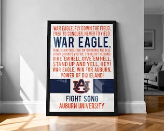 Auburn Tigers Fight Song Poster: War Eagle Art Print (13x19")