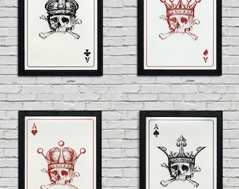 Skeleton Ace Poker Card Art Print: Limited Edition Gambling Poster (13x19)